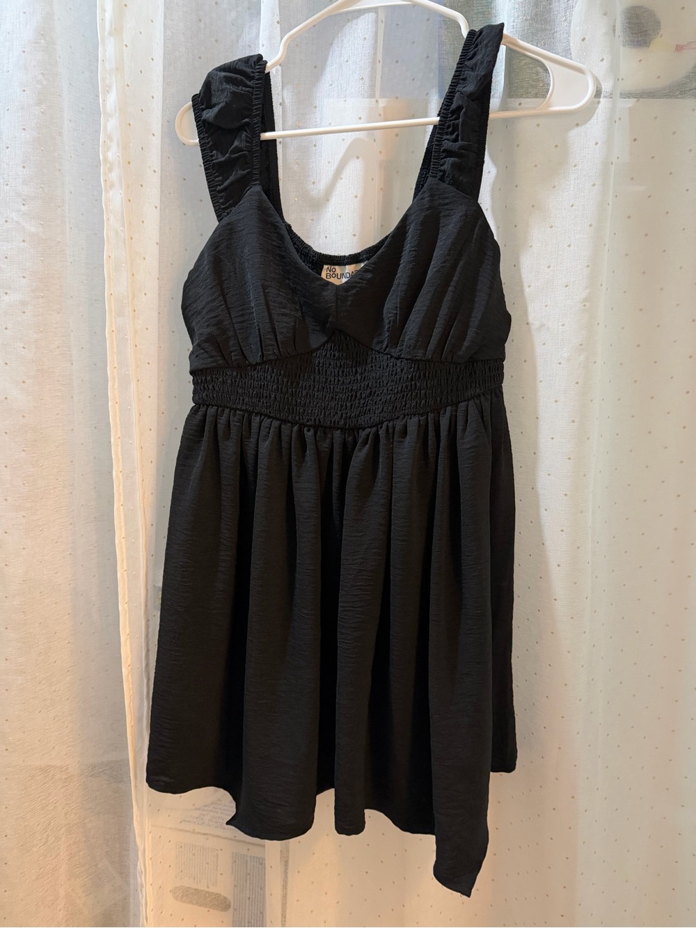 No Boundaries Black Mini Dress with Smocked Waist